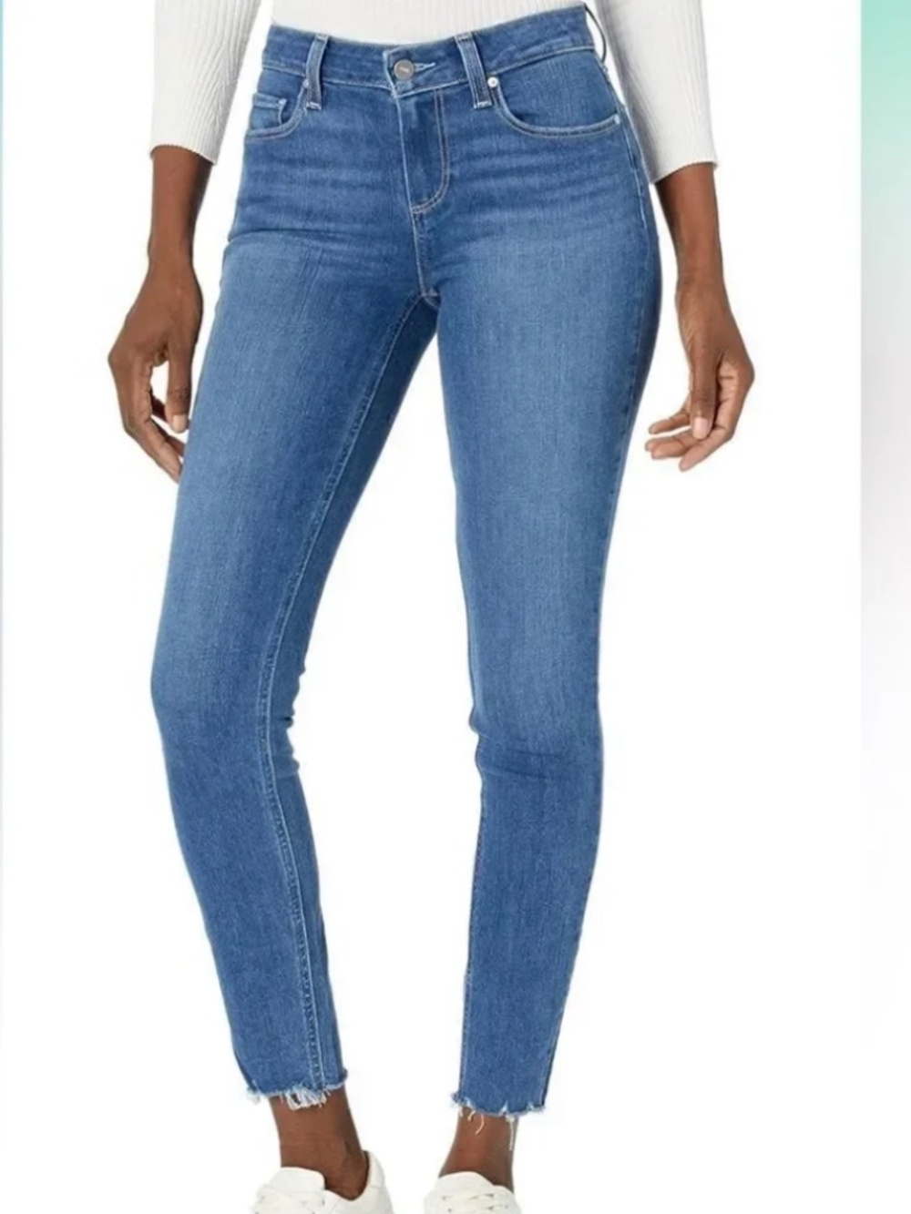 PAIGE Verdugo Crop Skinny Jeans w/ Grand Hem - Medium Light Wash Size 23